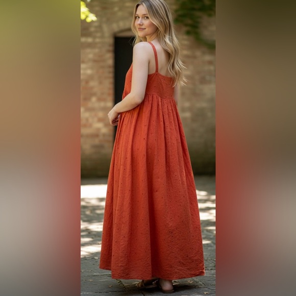 Madewell Dresses & Skirts - Madewell Eyelet Summertime Cami‎ Midi Dress Size M Orange